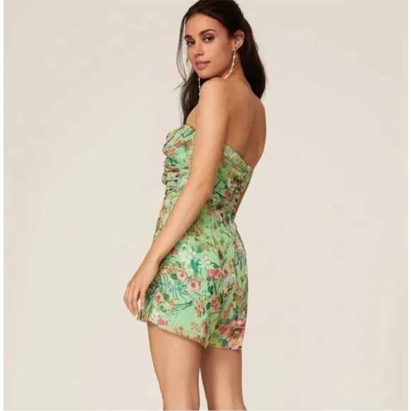 JAYGODFREY Lydia Arizona Green Tea Floral Sweetheart Strapless Romper Size 2 - Picture 1 of 14
